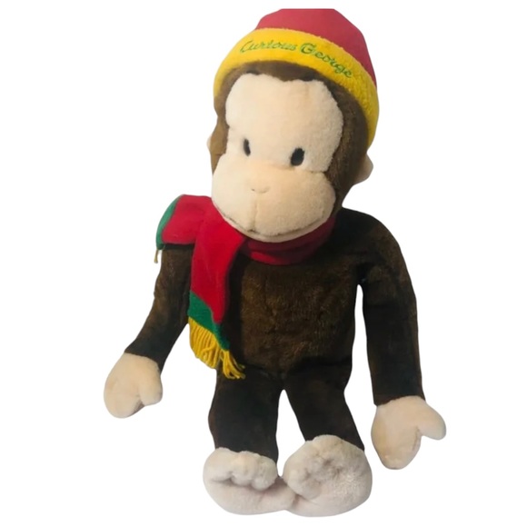 Vintage Curious George Soft Plush Monkey Large 24" Winter Hat & Scarf - Picture 15 of 16